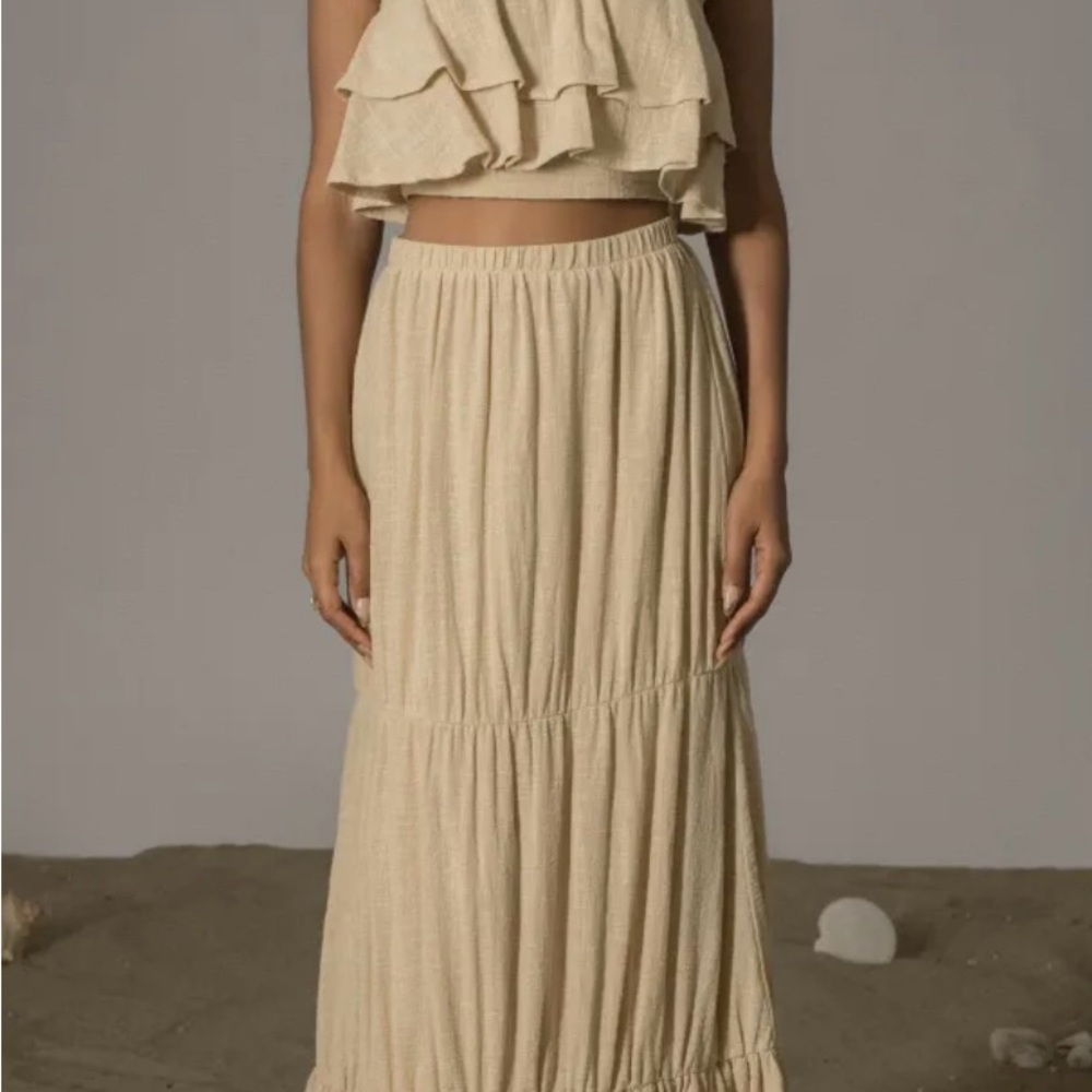 JLUXLABEL Cream Maxi Skirt